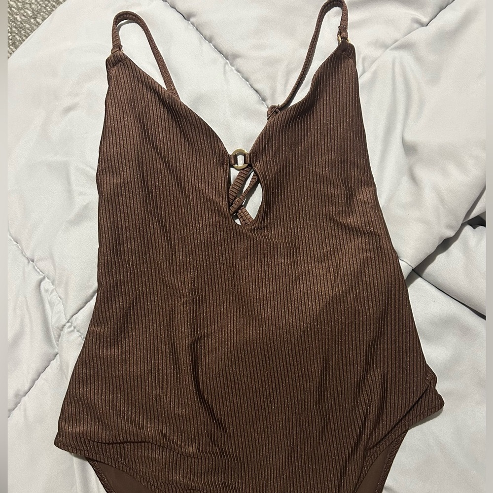 Aerie Dark Brown Cheeky One Piece